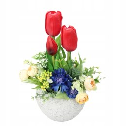 Stroik wiosenny tulipany dekoracja stół CZERWIEŃ